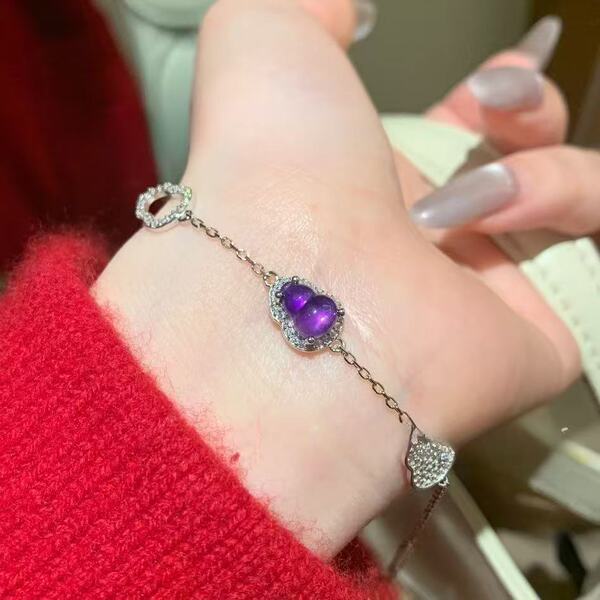 colar prata 925 feminino kit colar prata colar prata 925 legítima 2025 jovem pulseira de luxo ametista cabaça pulseira n
