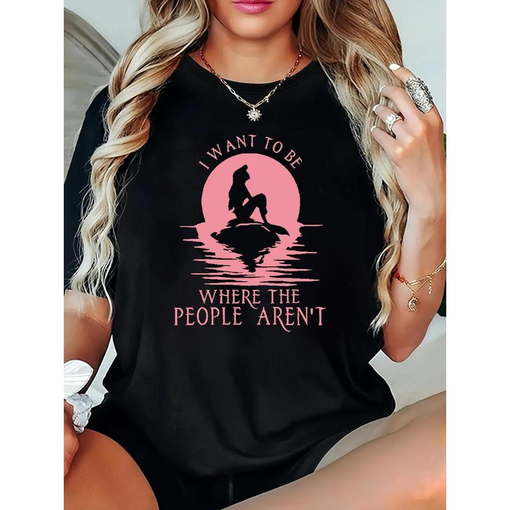 Camiseta Plus Size Feminina Estampa Floral Personagem Cartoon Frase Inspiradora Confortavel Elegante Versatil Casual