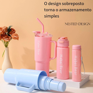 Kit 3 Garrafa Copo Tendência Agua Squeeze Com Adesivos Lembretes beber Agua 1.2L e 800ml …