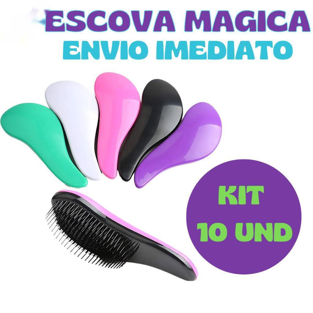 Kit 10 - Escovas Mágicas pra cabelo - Anti Frizz - De Desembaraçar Cabelo cores sortidas