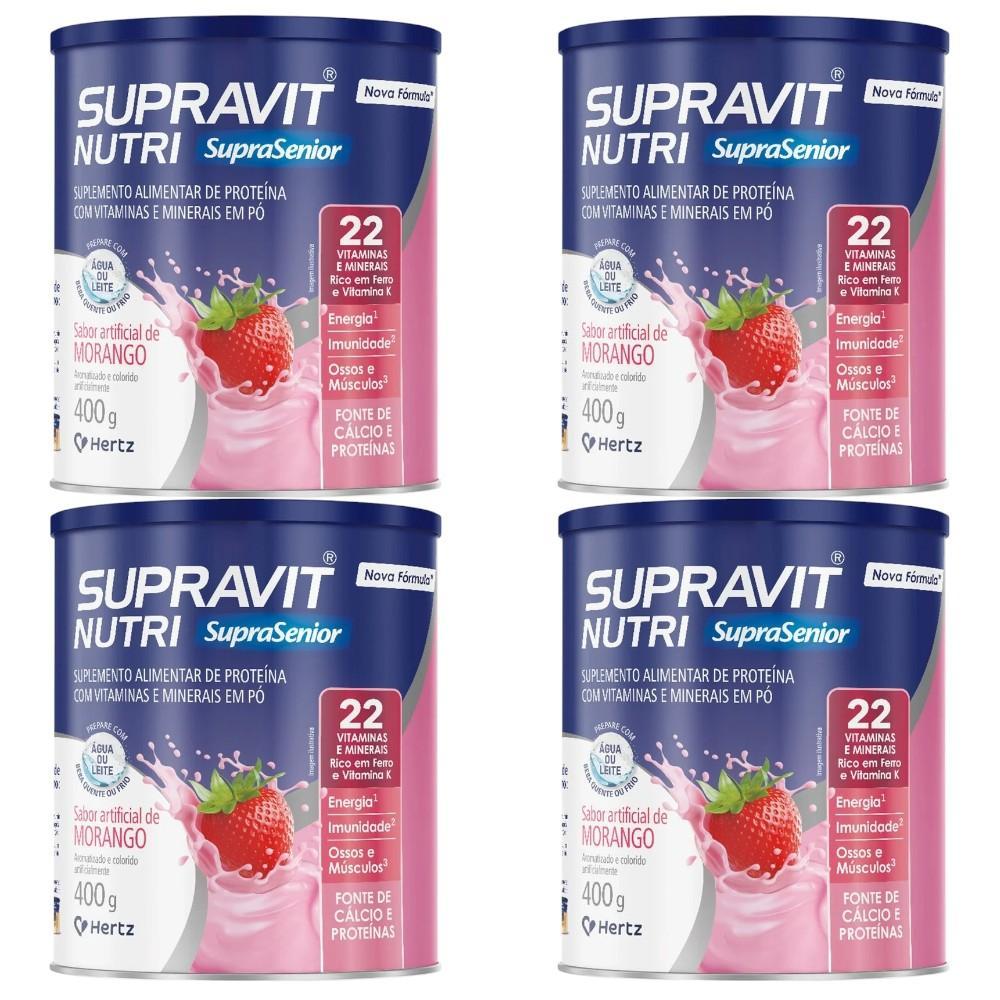 Kit Supravit Nutri Sabor Morango Com 4 Unidades De 400g Cada