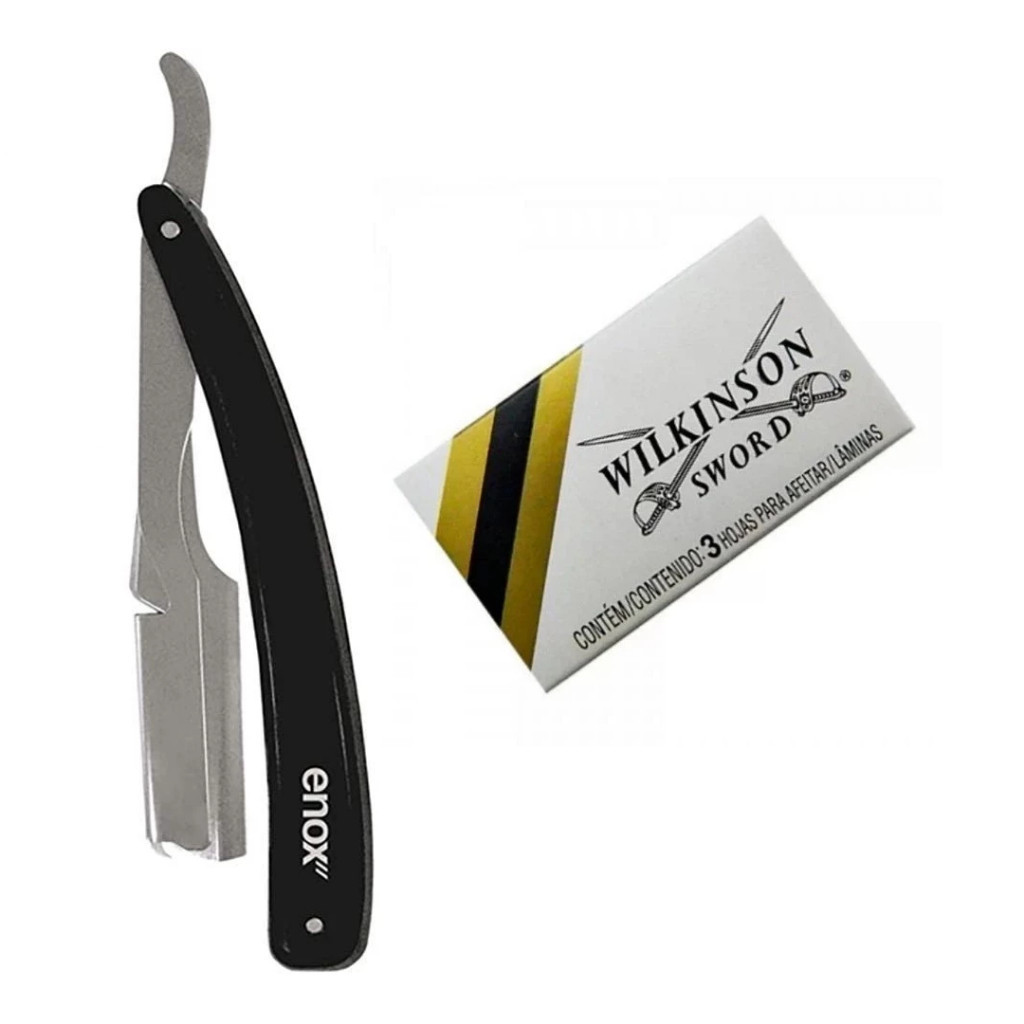Kit Navalhete Enox Belliz + Box c/ 3 Laminas Wilkinson Sword Barber