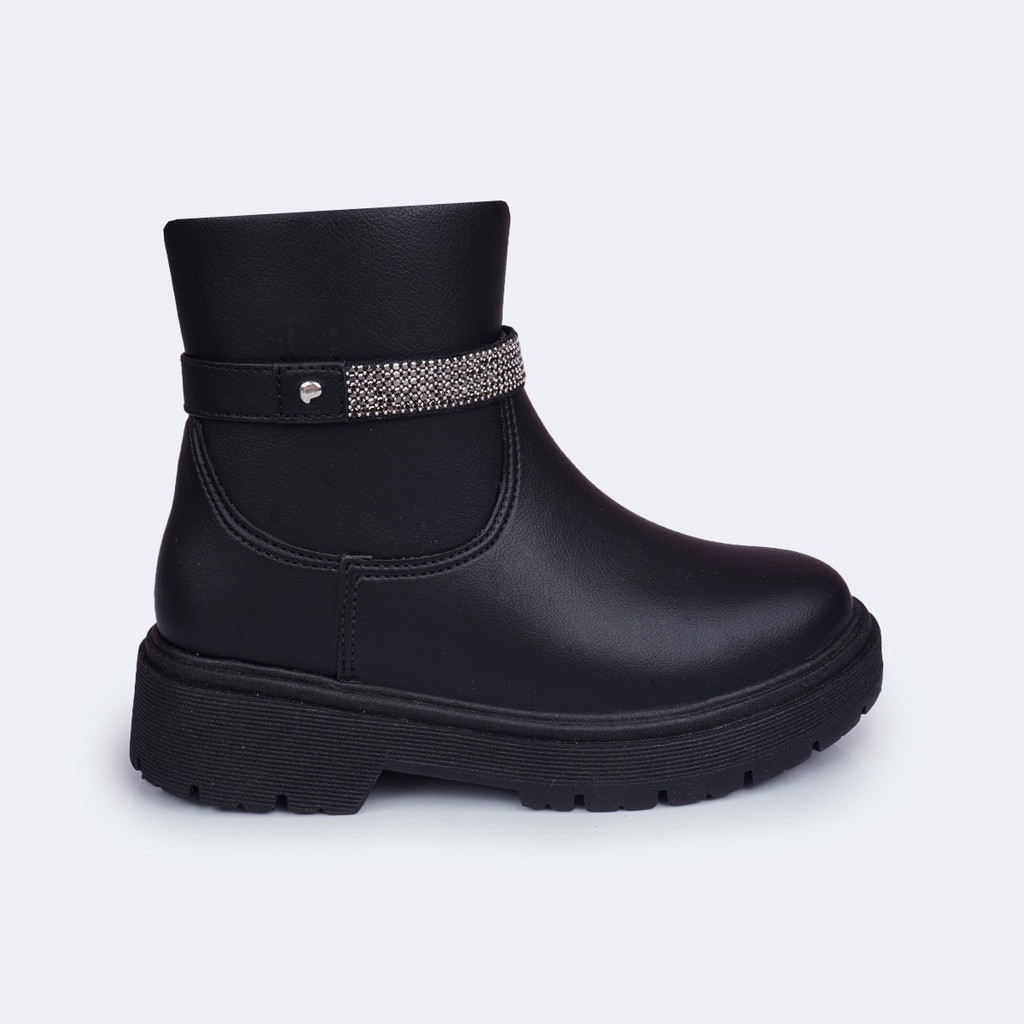 Bota Coturno Infantil Cano Curto com Strass Pampili