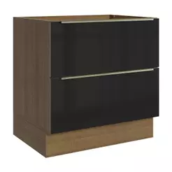 Balcão de Cozinha 80 cm 2 Gavetas (Sem Tampo) Rustic/Preto Lux Madesa