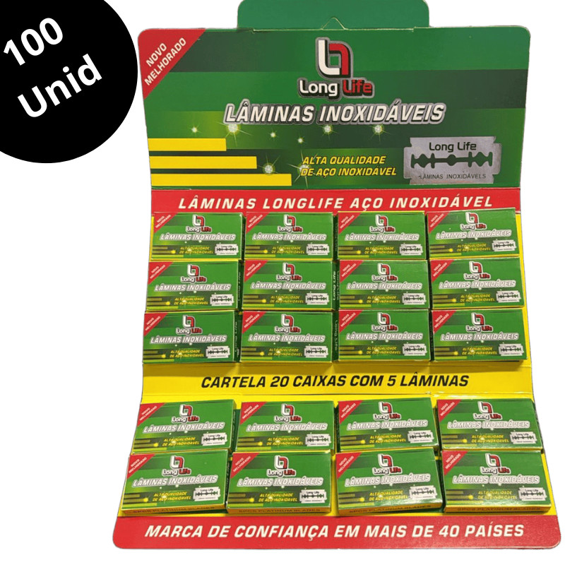Lâminas Duplas Long Life para Barbear Profissional Barbearia