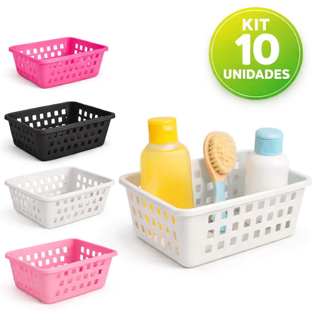 KIT 10 CESTO ORGANIZADOR CESTINHO MULTIUSO GAVETA ESCRITORIO CLINICA — imagem 1