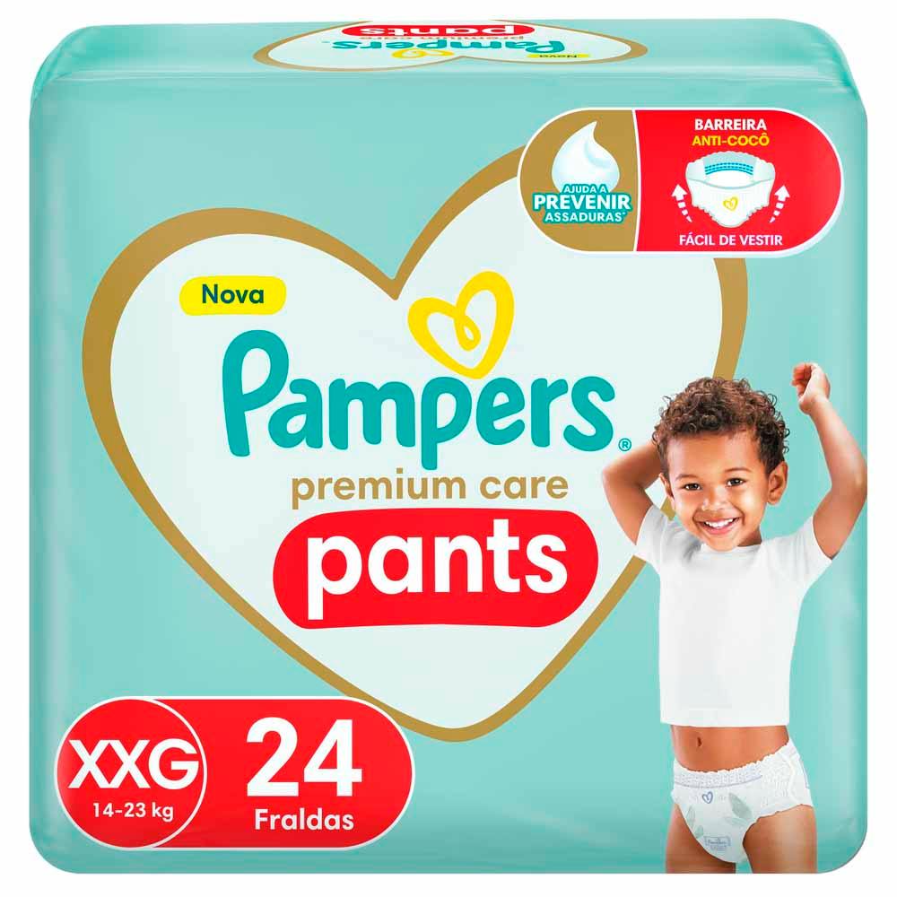 Fralda Infantil Pampers Premium Care Pants Tamanho XXG com 24 Unidades em Oferta na Shopee