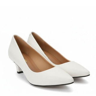 Scarpin Off White Branco Sapato Social Feminino Salto Médio 5cm Bico Fino Elegante Confortável Clássico