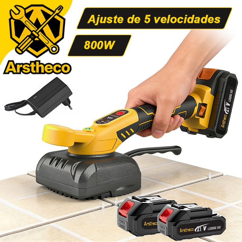 Máquina De Assentar Azulejos Piso a Bateria 21V Ventosa Vibratória para Porcelanato e Cerâmica com 2 Bateria