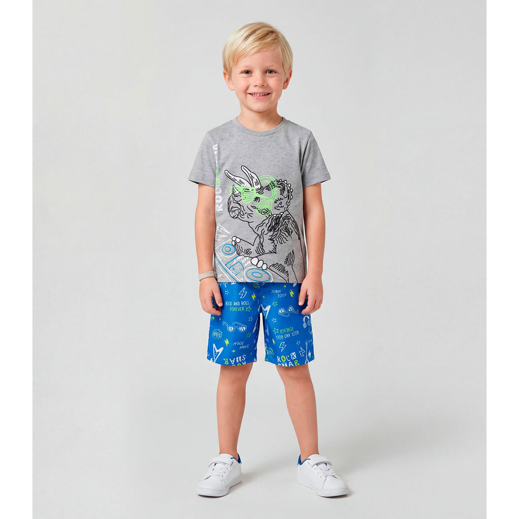 Conjunto Infantil Menino Curto Estampado Select Cinza em Oferta na Shopee