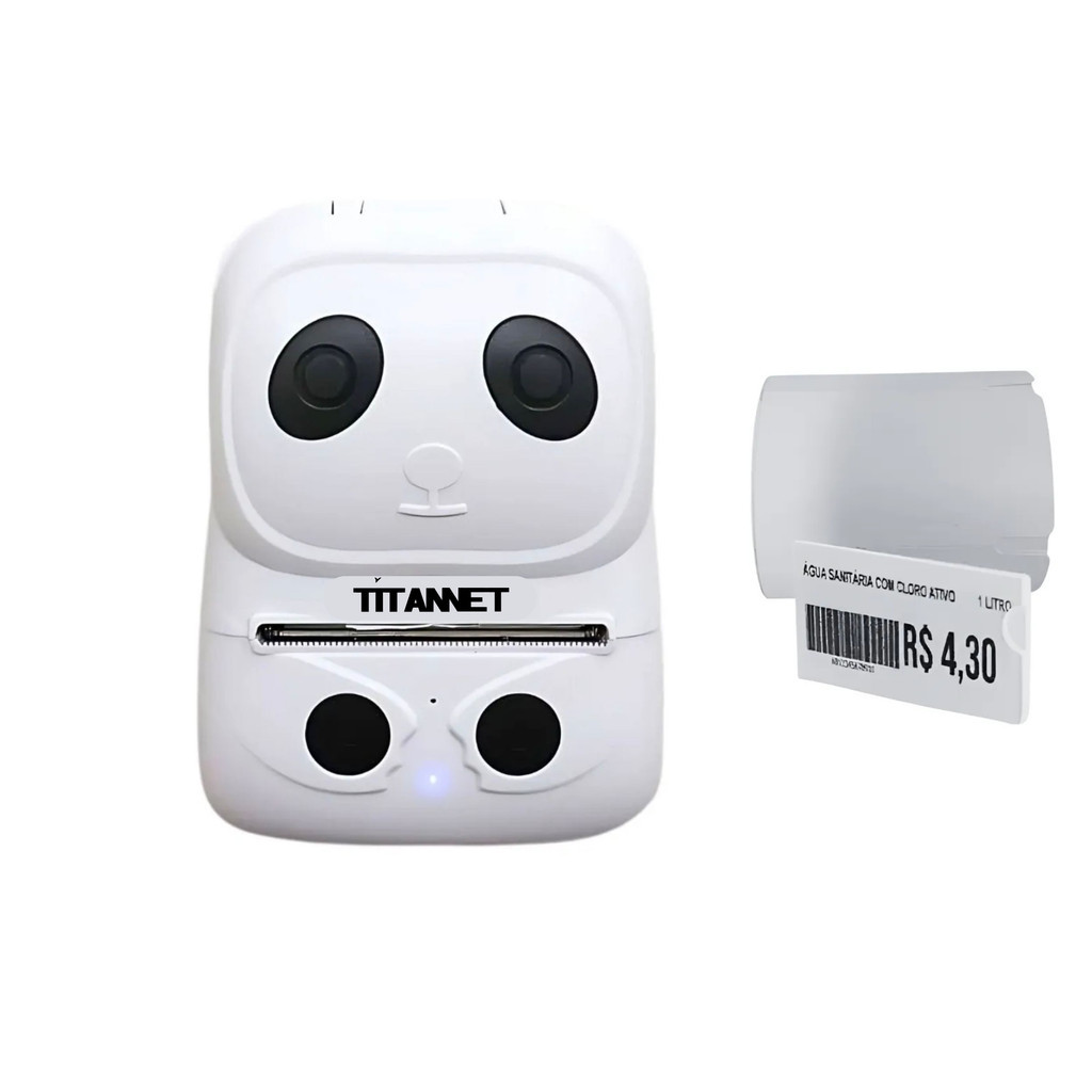 Mini Impressora Bluetooth + 5 Rolos Etiquetas Gôndolas 50x40 Branca