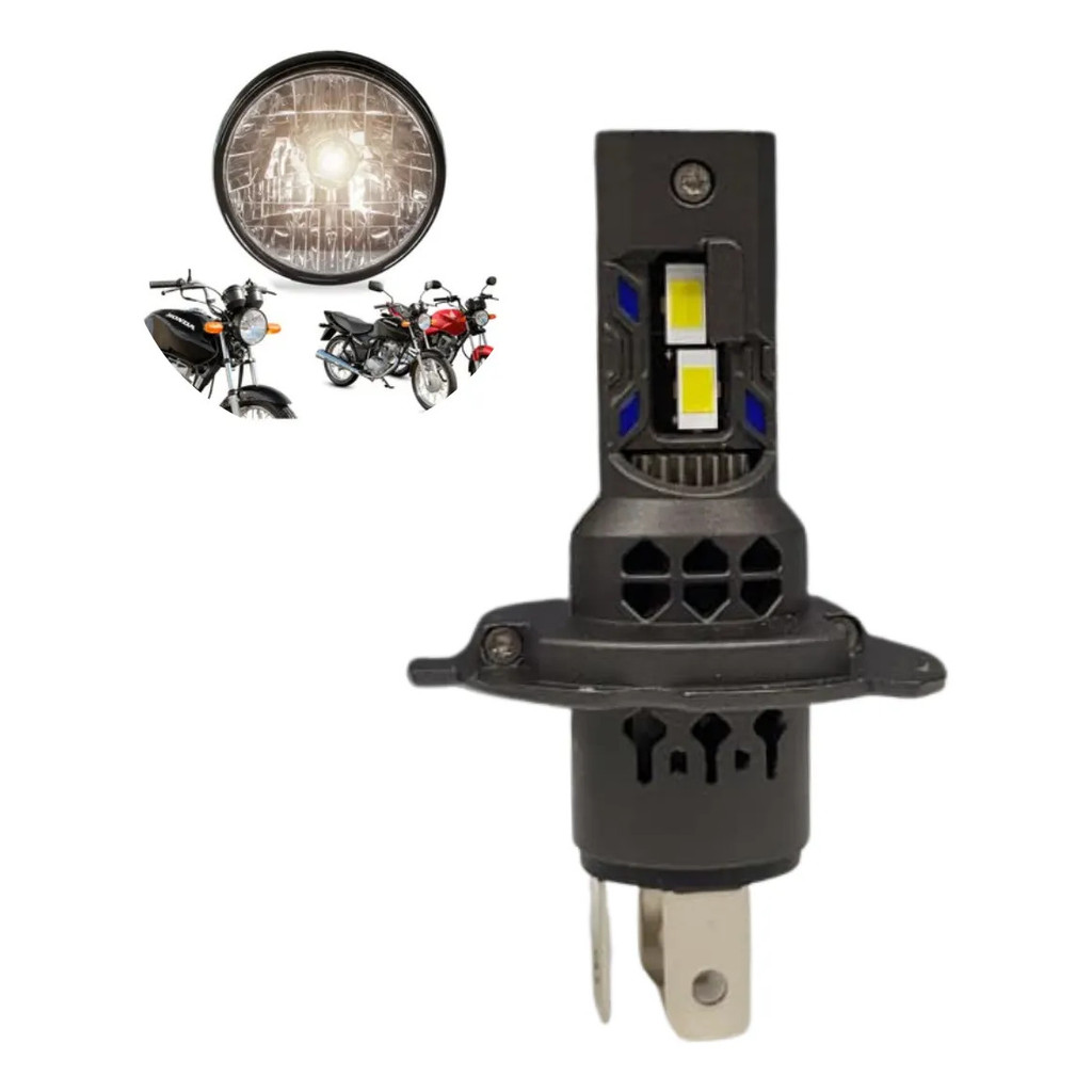 Lâmpada Farol Moto Honda CG125 UltraLed Headlight H4 Nano 2Pk20 Permak 6500LM 26W 9V-32V Branco Frio