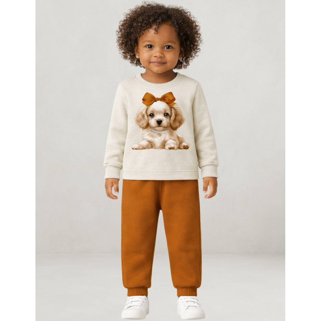 Conjunto Kyly Infantil Menina Inverno Blusa Mescla Gelo e Calça Moletom Confortável Kyly 1001508