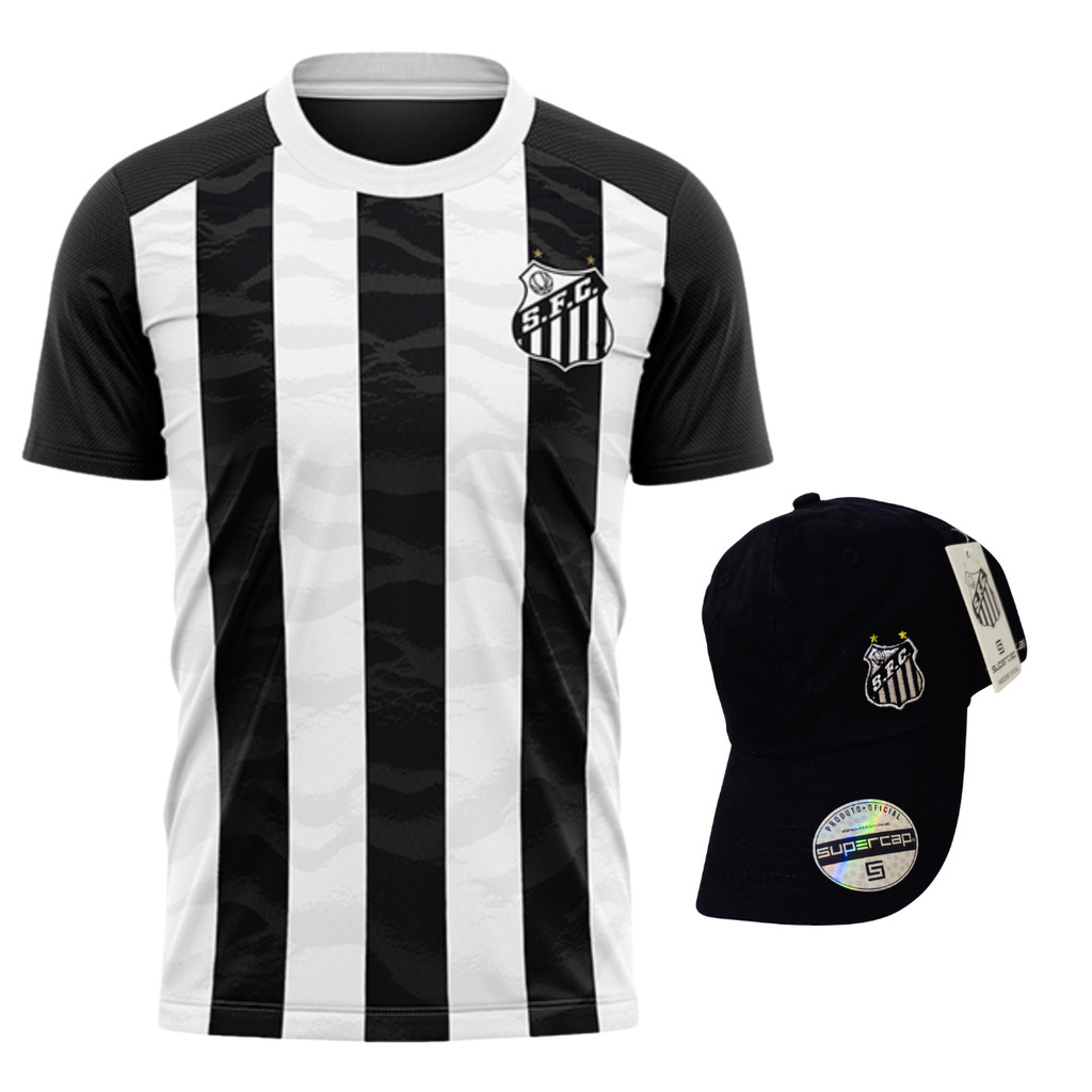 Kit camisa Santos matriz com boné preto Santos escudo bordado