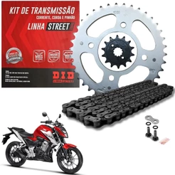KIT RELAÇÃO TRANSMISSÃO DID STREET COM RETENTOR HONDA CB300F TWISTER 2023 2024 2025 2026