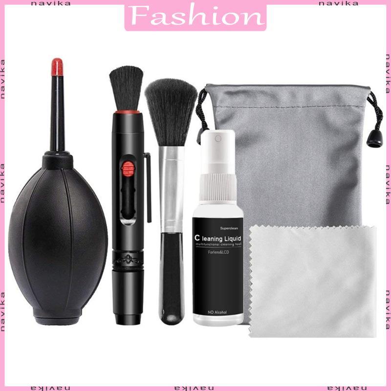 6pcs Conjunto Caneta Limpeza Câmera Soprador Poeira Cotonetes Panos Microfibra