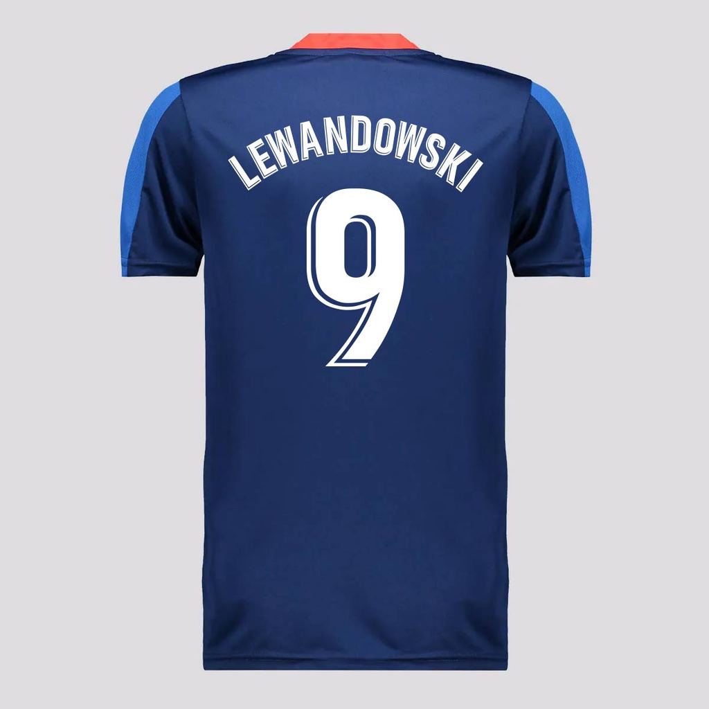 Camisa Barcelona Juvenil Marinho e Vermelha 9 Lewandowski