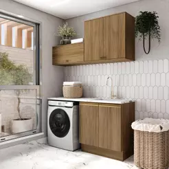 Lavanderia Modulada Kappesberg Celeste 3 Peças Nogueira 160cm