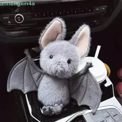 Brinquedo De Pelúcia De Morcego ANHENGXIN , Animal Com Design Engraçado De 22 Cm , Boneca De Porco Cinza Macia De Desenh