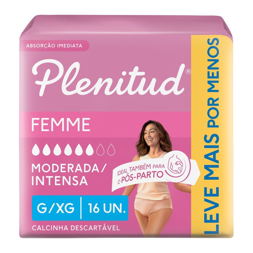 Roupa Íntima Descartável Plenitud Femme G/XG 16 Unidades em Oferta na Shopee