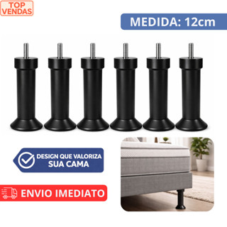 Pés Cama Box Redondo 12cm Com Parafuso Pezinho Plástico Reforçado Universal em Oferta na Shopee
