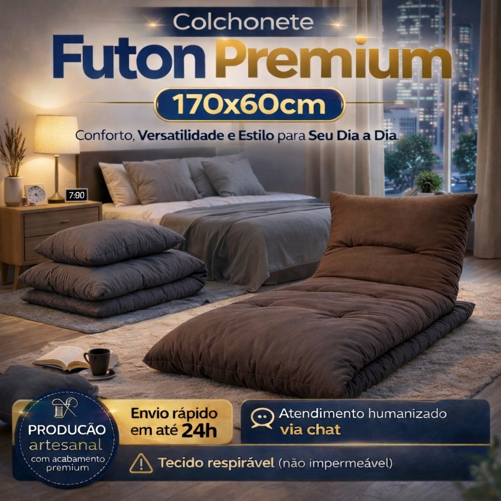 Colchonete Futon Dobrável Almofada Poltrona Portátil Solteiro Pallet Espreguiçadeira 170X60 CM