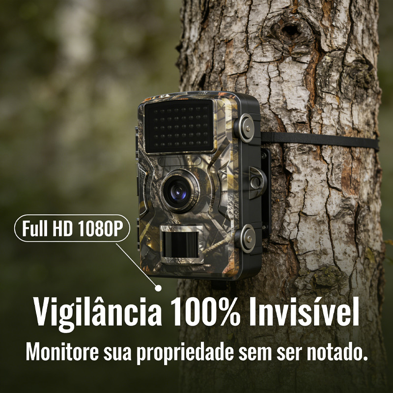 Câmera De Caça 16MP Full HD Visão Noturna Infravermelha Prova D'água Trilha Camuflagem