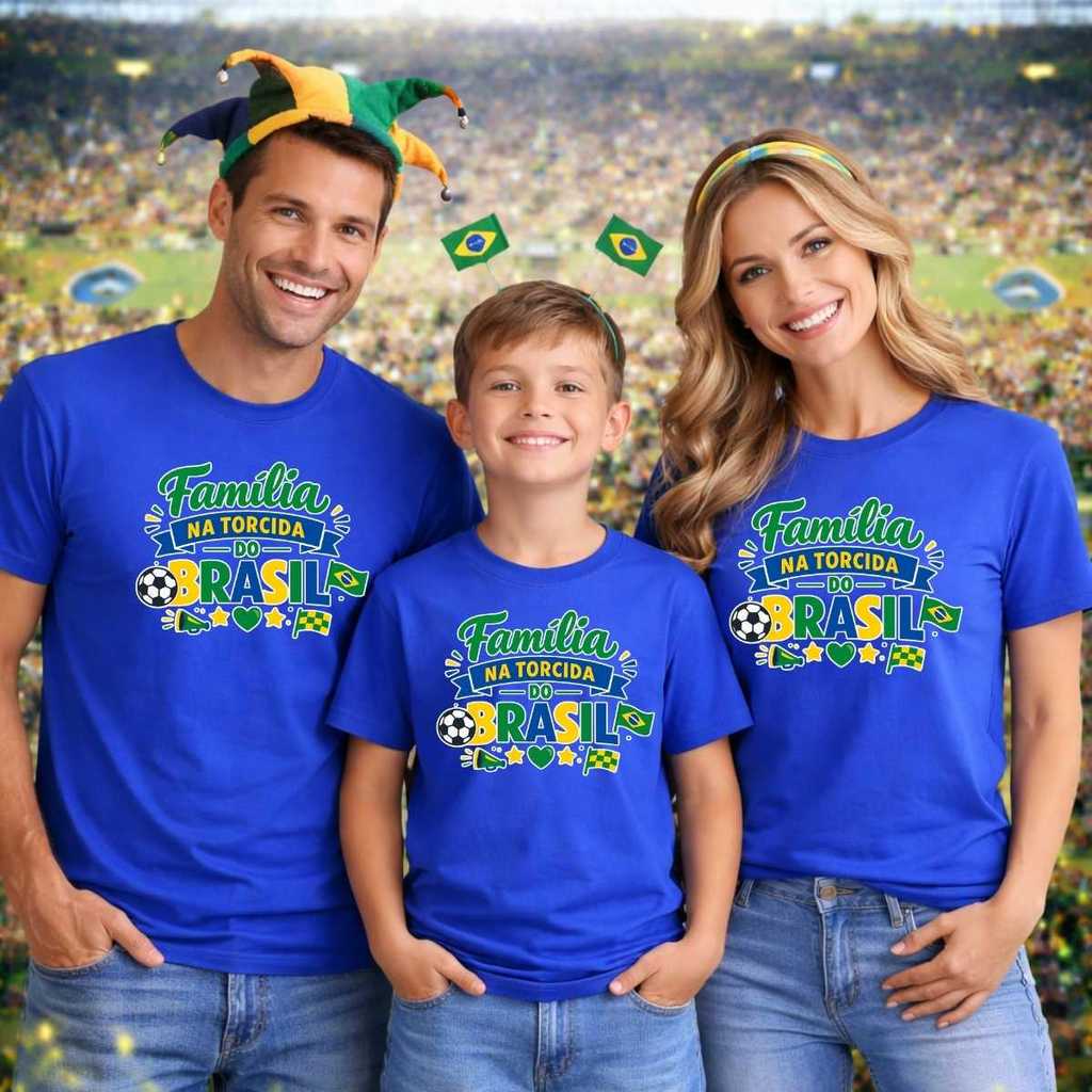 Camiseta Brasil Copa Do Mundo Pai Filho P/ Kit Família Br17