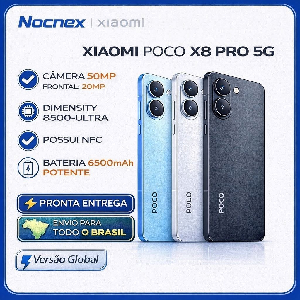 Celular Smartphone Xiaomi Poco X8 Pro 5G 256GB / 512GB Versão Global Original Lacrado Envio Imediato