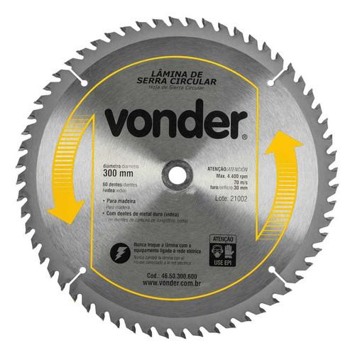 Lâmina para Serra Circular 300 x 30 mm 60 Dentes em Metal Duro VD