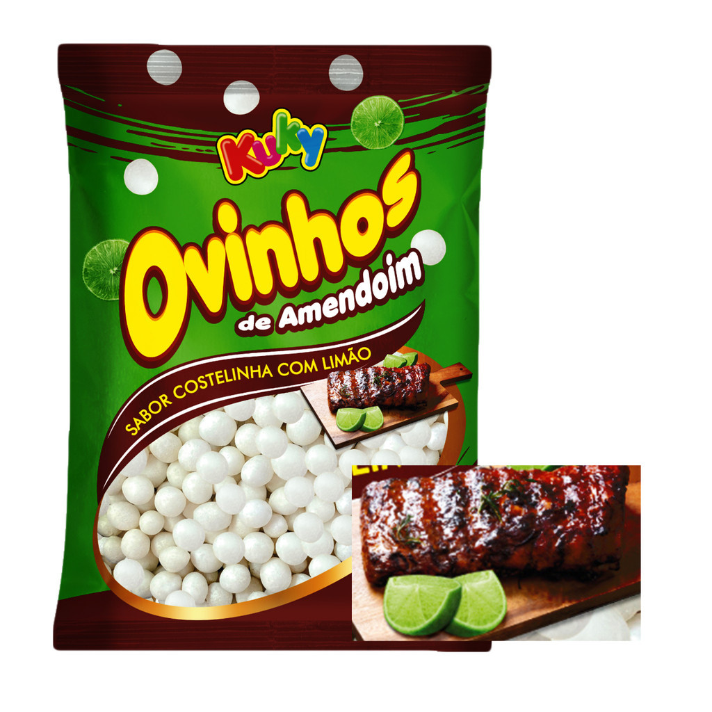 Ovinhos De Amendoim Crocante, Salgadinho Sabor; Costelinha Com Limao  KUKY 1,005 Kg
