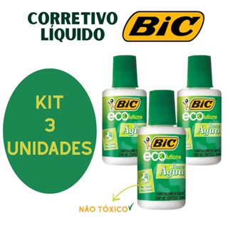 Corretivo Líquido Branco BIC 18 ml à Base de Água Kit 3 Unidades em Oferta na Shopee