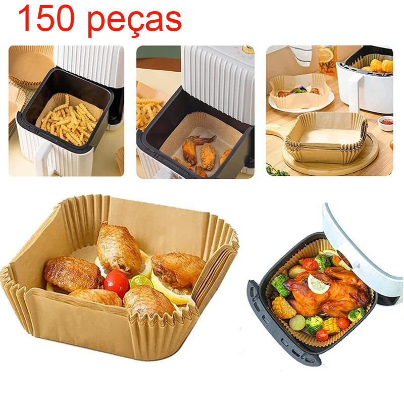 Kit 150 Forma Quadrada De Airfryer Descartável Antiaderente De Papel Cozinha em Oferta na Shopee