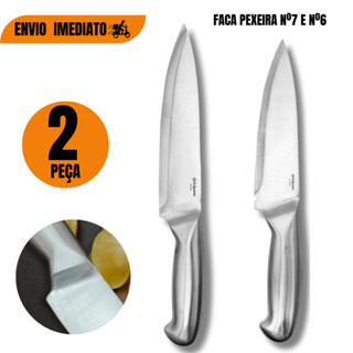 1 Facas nº6 e 1 Facas nº7 Profissional Inteiriço Aço Inox Faca para Churrasco Açougue Cozinha em Oferta na Shopee
