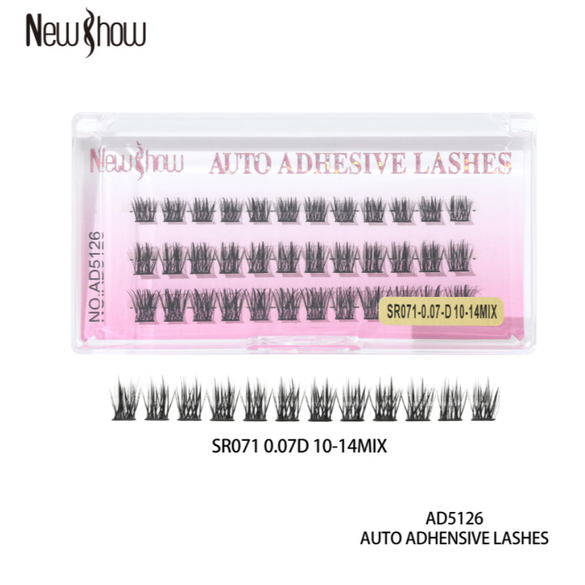 New Show Cílios Postiços Auto-Adesivos Tufos Sem Nó Extensão de Cílios Alongamento D 9-14mm