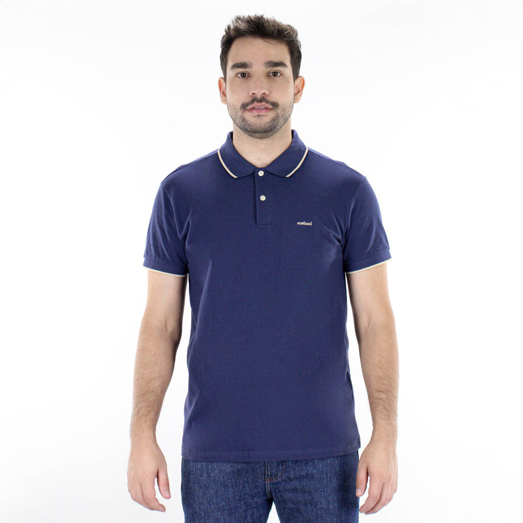 Camiseta Polo Colcci Brasil Azul Escuro - Masculino