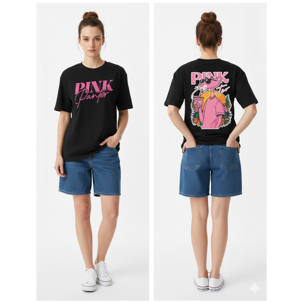 Camiseta Oversized Pink Panter Algodão  - Streetwear Estampada