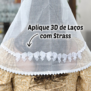 Véu Ccb Congregação Aplique De Laço Renda Guipir e Entremeio Coração Adulto (modelo Meire) em Oferta na Shopee