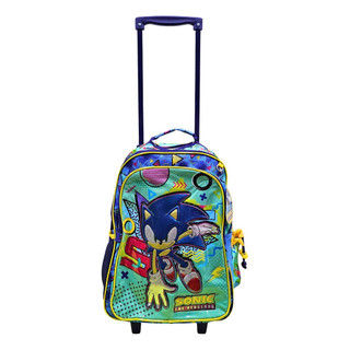 Mochila Infantil Sonic com Rodinhas – Durável e Prática para Escola