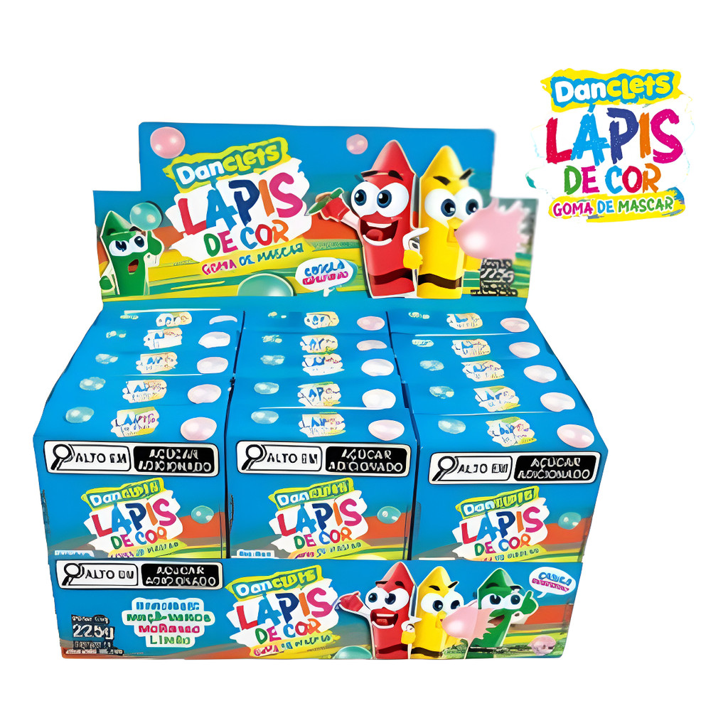 Goma De Mascar Azedinha Chicle Lapis Danclets Sortidos C/15 Unidades