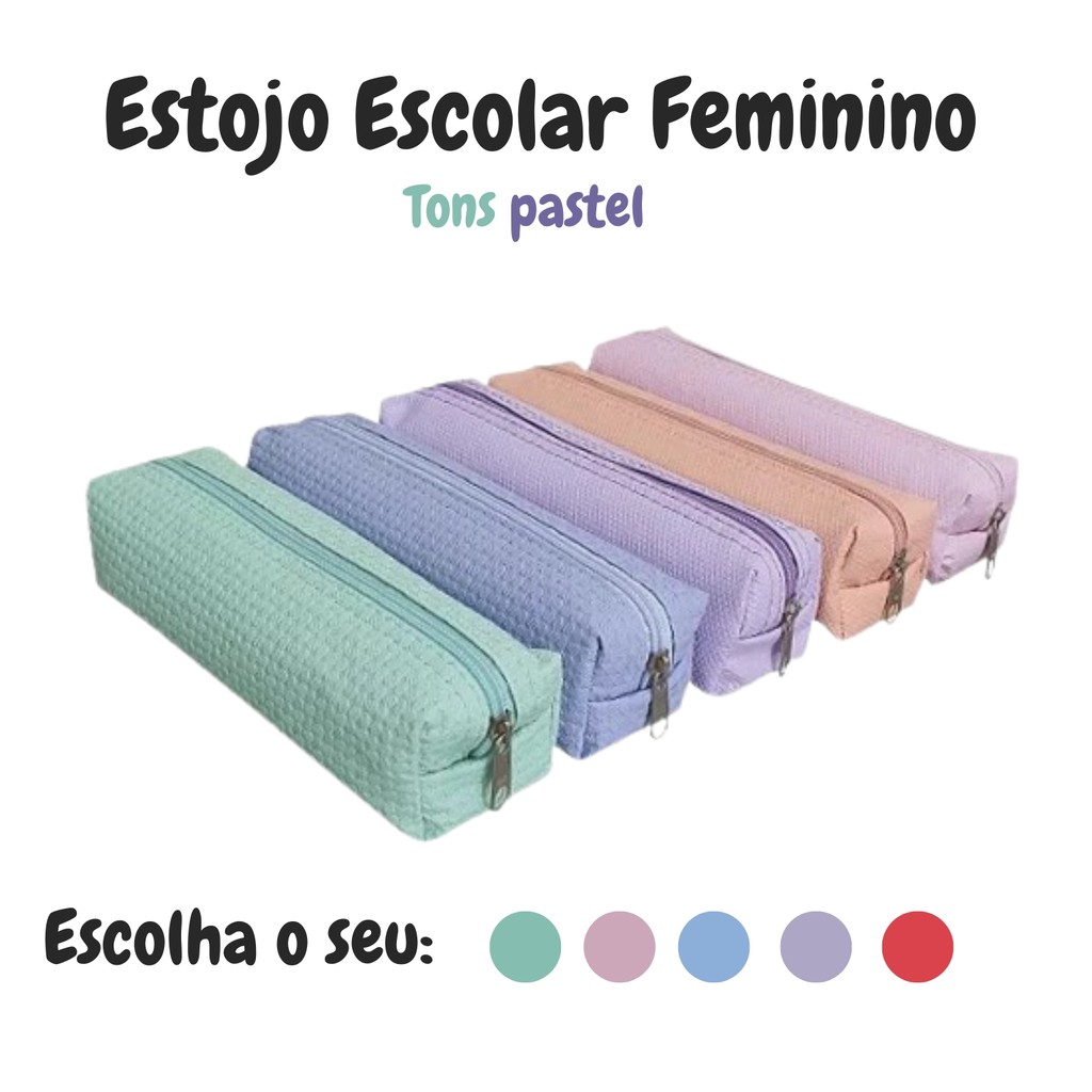 Estojo Escolar Feminino Tons Pastel ACP Melhor Custo Benefício em Oferta na Shopee