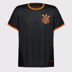 Camisa Corinthians Logo Juvenil Preta e Laranja