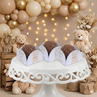 Forminhas Doces 4 Pétalas Decoração Festa - Urso Ursinho Neutro Berge Chá Revelação em Oferta na Shopee