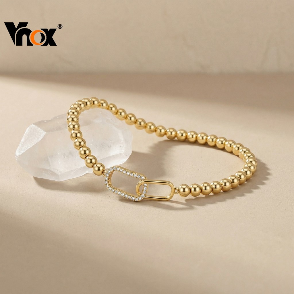Pulseira De Contas De Ouro Vnox Para Mulheres E Meninas , Geométricas Da Moda , Presente De Joia