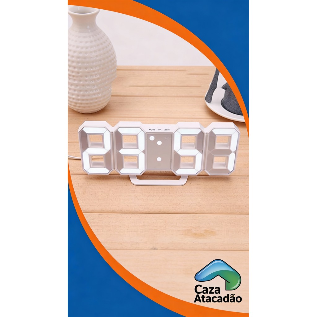 Relógio 3d Led Digital Design Luz Noturna Mesa De Desktop Decoração De Casa em Oferta na Shopee