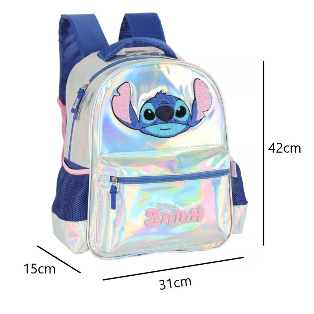 Kit Mochila Escolar Lilo Stitch Holografica Com Estojo Box