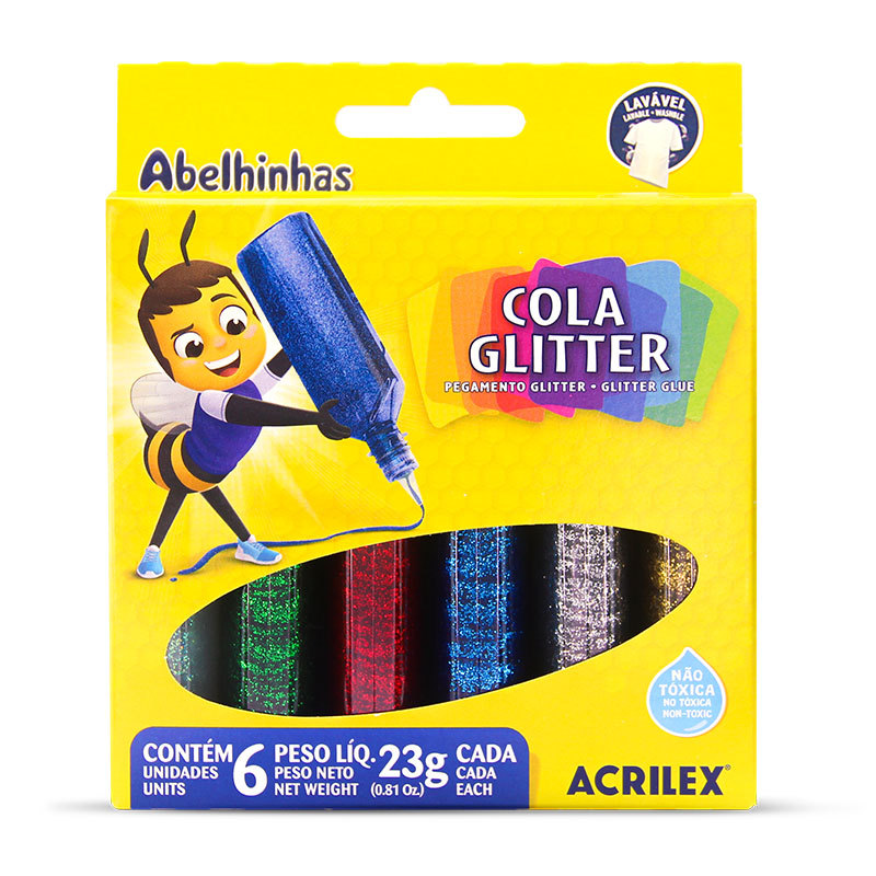 Cola Glitter 6 cores 23g 02923 Acrilex em Oferta na Shopee