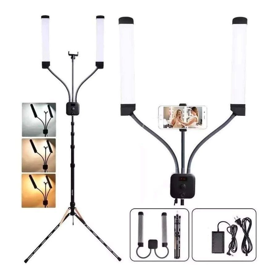 Iluminação Led Ring Light Led 45w Braço Duplo Articulado + 2.1M Tripe +Controle remoto