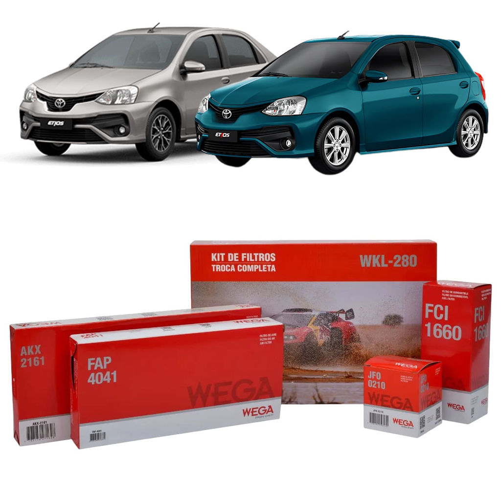 Kit de Filtros Wega  Toyota Etios 1.3 e 1.5 16v Flex 2017 Até 2021 em Oferta na Shopee