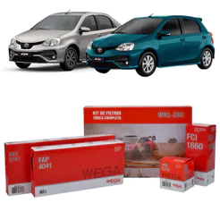 Kit de Filtros Wega Toyota Etios 1.3 e 1.5 16v Flex 2017 Até 2021